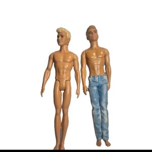 Mattel Lot Of 2 Ken Barbie Fashion Dolls with Blonde and Brown Hair